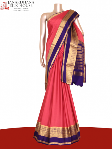 Contrast Wedding Mysore Crepe Silk Saree